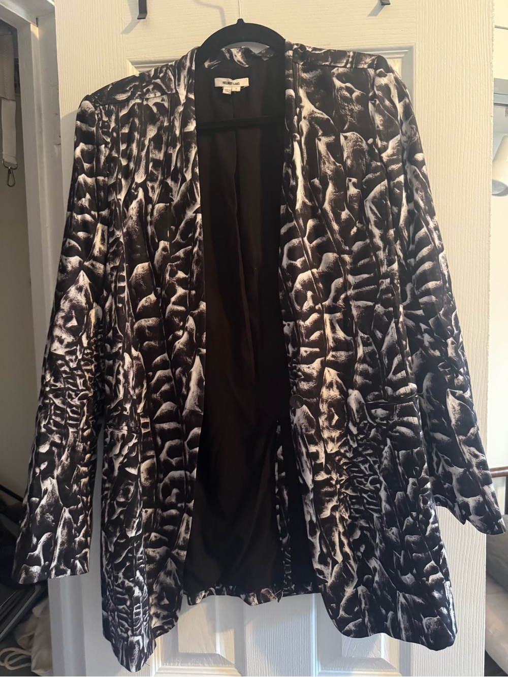 Helmut Lang Black & White Printed Blazer Jacket